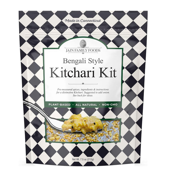 Jain Family Foods Bengali Kitchari Kit | Authentic Indian Meal Kit with Spiced Yellow Lentils | Plant Based, Gluten-Free, High Fiber | Easy One Pot Dinner, Instant Pot Friendly | Serves 2