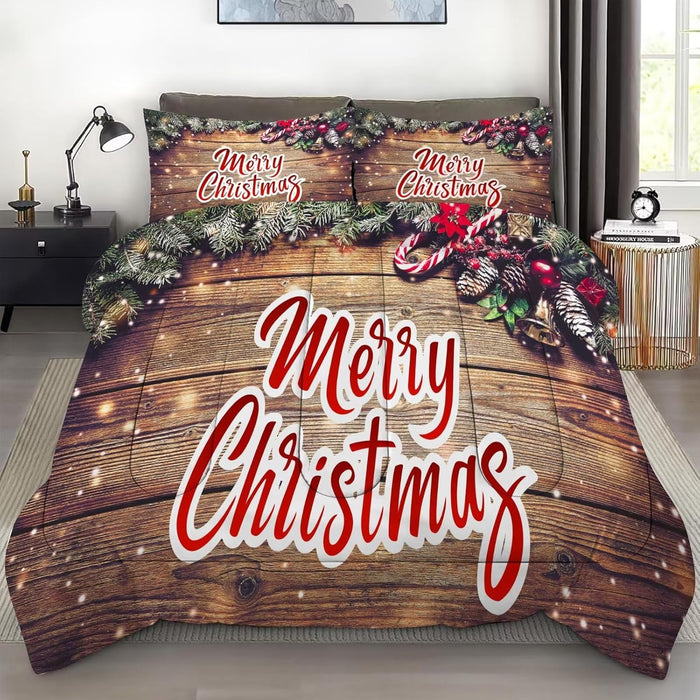 Christmas Comforter Set Twin Size Black and Red Plaid Bedding Sets Xmas Gift Christmas Themed Festival Quilt Set,1 Comforter + 1 Pillow Case