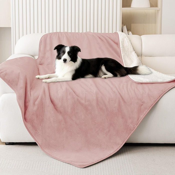 Smiry Waterproof Dog Bed Blanket, Leakproof Pet Throw Blanket for Bed Couch Sofa, Reversible Sherpa Fleece Furniture Protector Cover for Small Medium Large Dogs Cats (Grey, 50x60 inches)