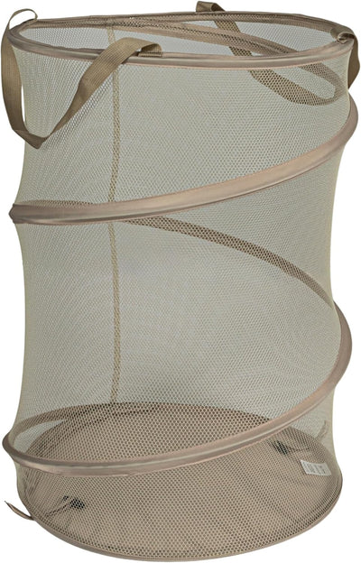 Household Essentials Pop-Up Mesh Laundry Hamper, Beige
