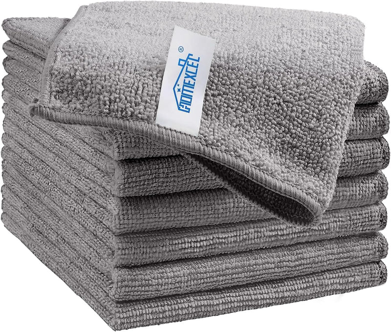 HOMEXCEL Microfiber Cleaning Cloth, 8 Pack Cleaning Rags, Cleaning Towels with 4 Color Assorted, 11.5"X11.5"(Green/Blue/Yellow/Pink)