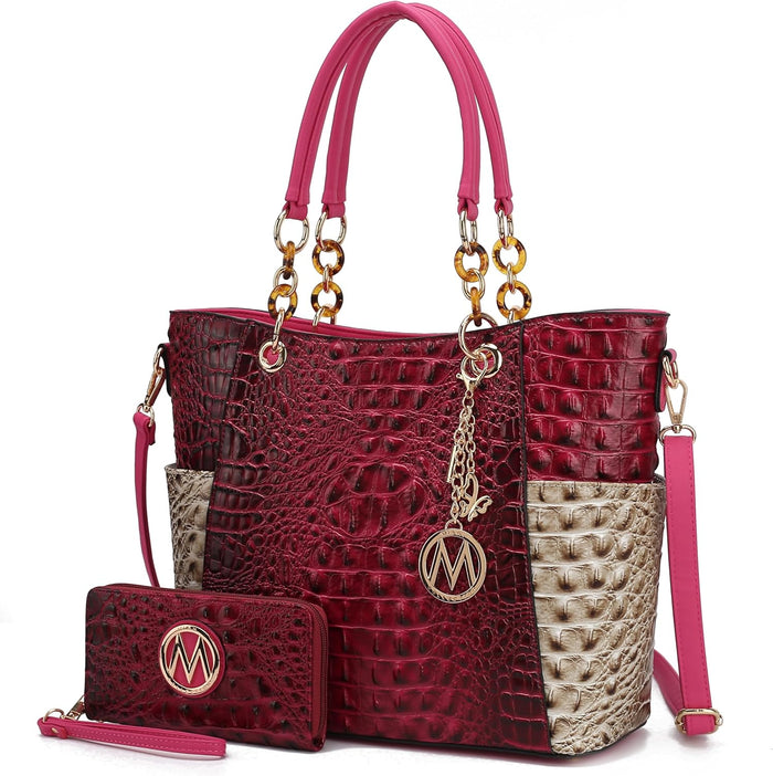 MKF Collection Tote Bag for Women, Handbag Set with Wallet-Top-Handle Bag Vegan Leather Purse by Mia K