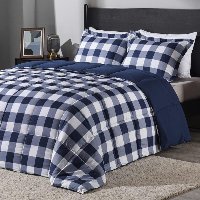 downluxe Twin Comforter Set - Blue and Sapphire Twin Comforter, Soft Bedding Sets for All Seasons -2 Pieces - 1 Comforter (66"x92") and 1 Pillow Sham(20"x26")