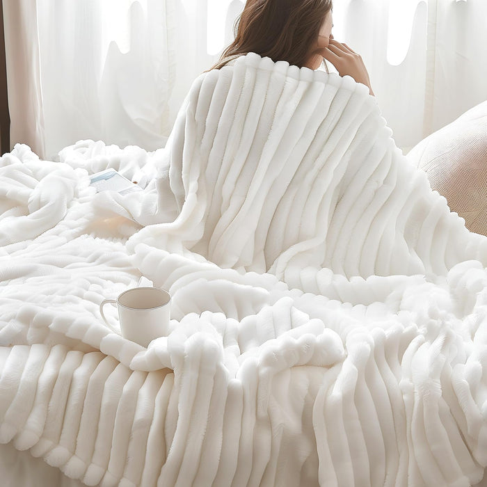 Bedsure GentleSoft King Size Blanket for Bed - Cozy Soft Blankets for Women, Cute Large Bedding Fleece Throws for Girls, Off White, 108x90 Inches