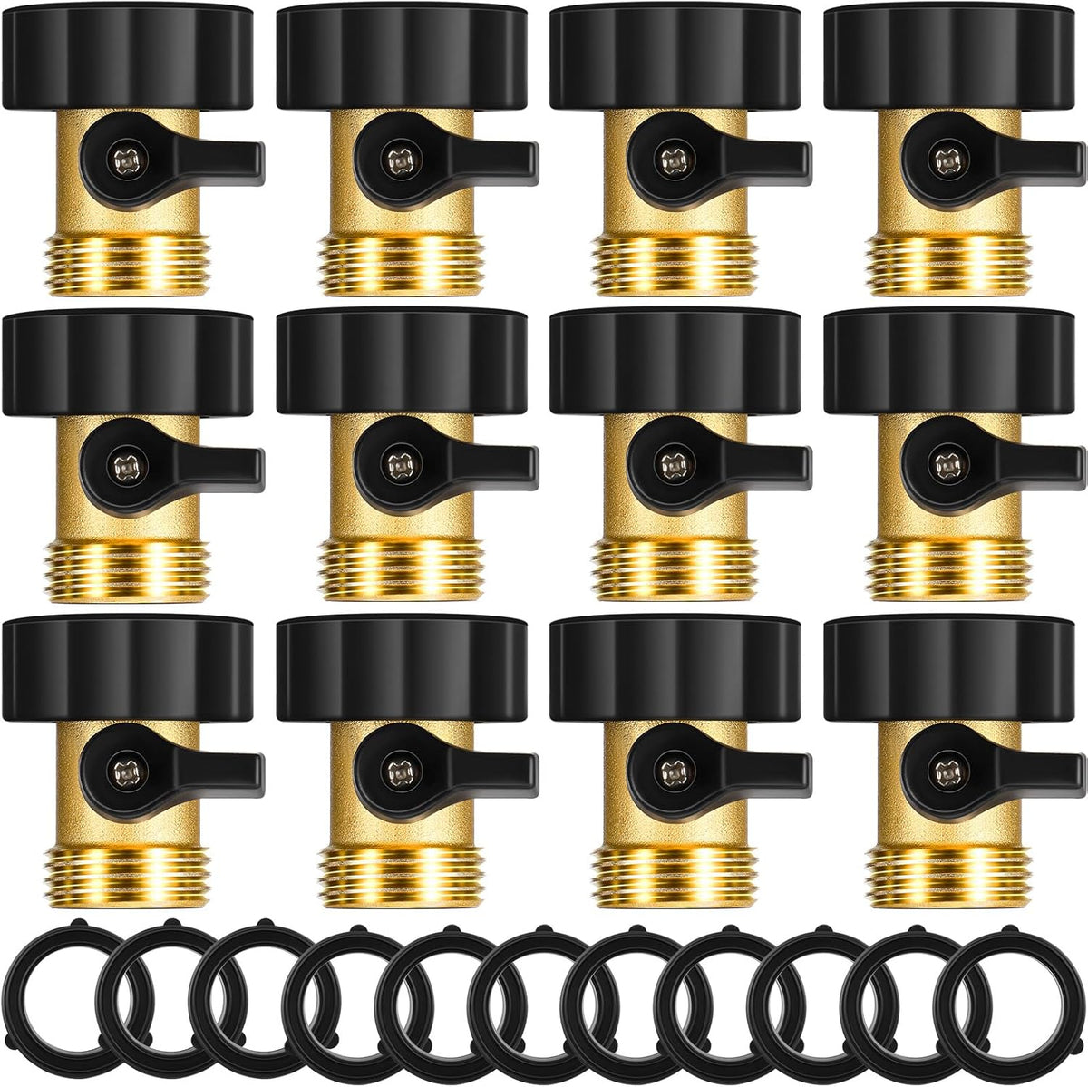 Tudomro 4 Pack Garden Hose Shut Off Valve Durable Heavy 3/4 Brass Shut Off Valve for Garden Hose with Extra Pressure Washer Water for Household Cleaning