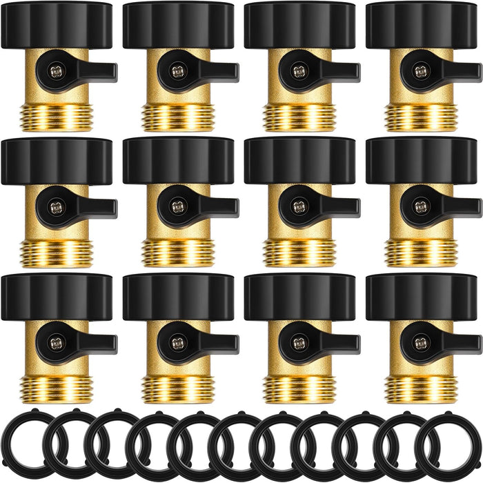 Tudomro 4 Pack Garden Hose Shut Off Valve Durable Heavy 3/4 Brass Shut Off Valve for Garden Hose with Extra Pressure Washer Water for Household Cleaning