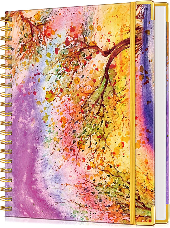 Cute Spiral Notebook Journal for Women, 200 Pages Lined Notebooks 8.5” x 11”, A4 Large Hardcover Spiral Journals with 100 GSM Thick Paper, College Ruled Notebook for Writing Work School, Orange Floral