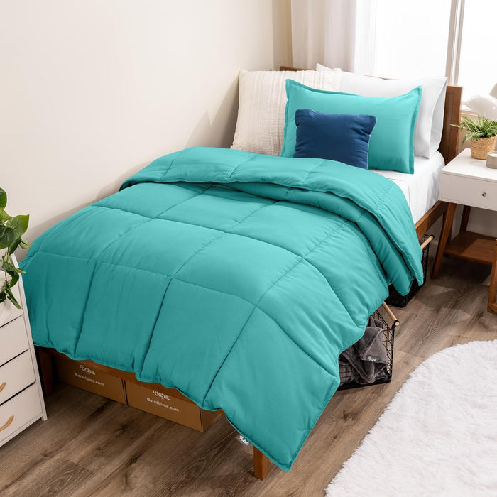 Bare Home Comforter Set - Queen Size - Ultra-Soft - Goose Down Alternative - Premium 1800 Series - All Season Warmth (Queen, Dark Blue)