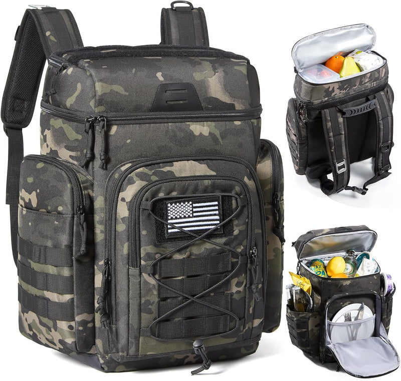 TOURIT 42 Can Tactical Cooler Backpack – Insulated for 16H Ice Retention, Leakproof, Multi-Pocket with DIY Hook & Loop Panel