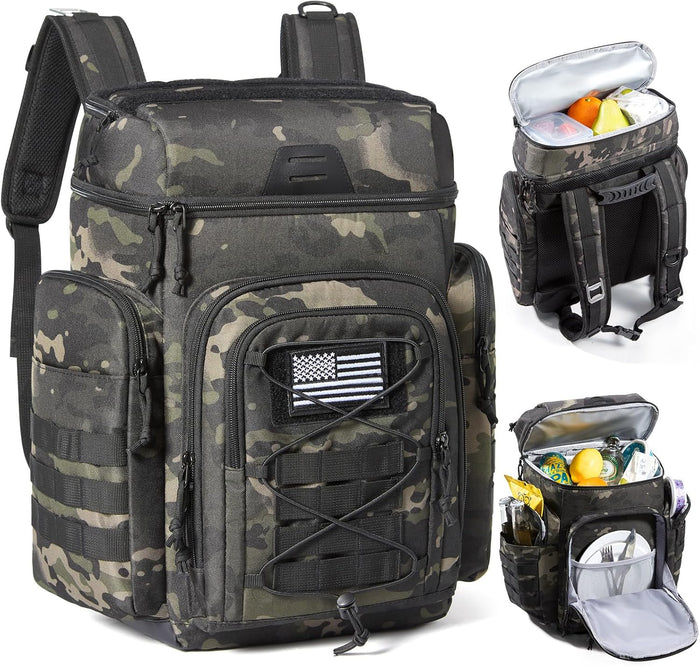 TOURIT 42 Can Tactical Cooler Backpack – Insulated for 16H Ice Retention, Leakproof, Multi-Pocket with DIY Hook & Loop Panel