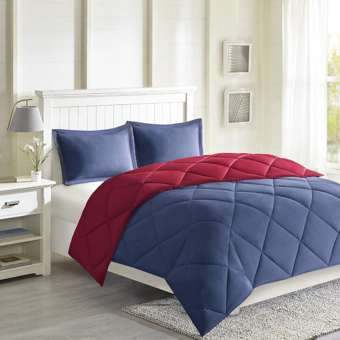 Madison Park Essentials Parkston Plaid Comforter, Matching Sham, 3M Scotchguard Stain Release Cover, Hypoallergenic All Season Bedding-Set, Full/Queen, Black, 3 Piece
