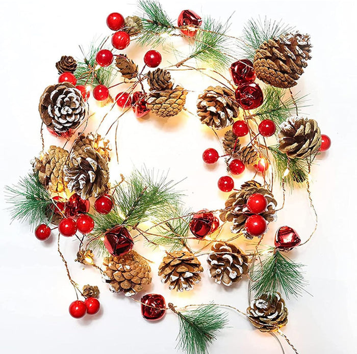 Christmas Garland with Lights,10 Ft 30 LED Christmas Light Decor,Garland Christmas Decorations with Lights,Home Interior, Fireplace, Stair Decoration