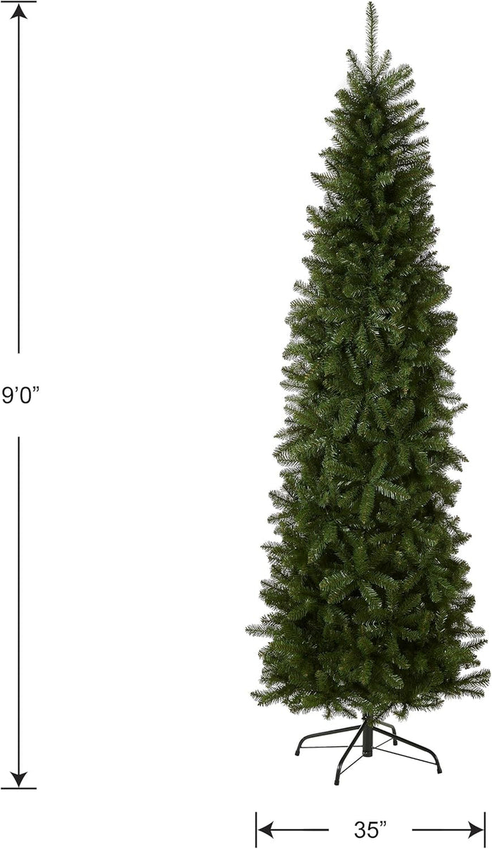 National Tree Company Artificial Slim Christmas Tree, Green, Kingswood Fir, Includes Stand, 9 Feet