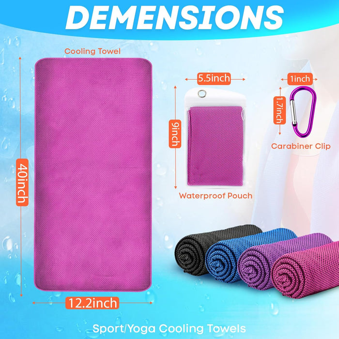 4 Pack Cooling Towels (40"x 12"), Soft Breathable Gym Towels, Tough Outdoors Ice Towel for Neck and Face, Camp Essentials Microfiber Sweat Towels for Gym, Run, Yoga, Workout, Travel, Climb
