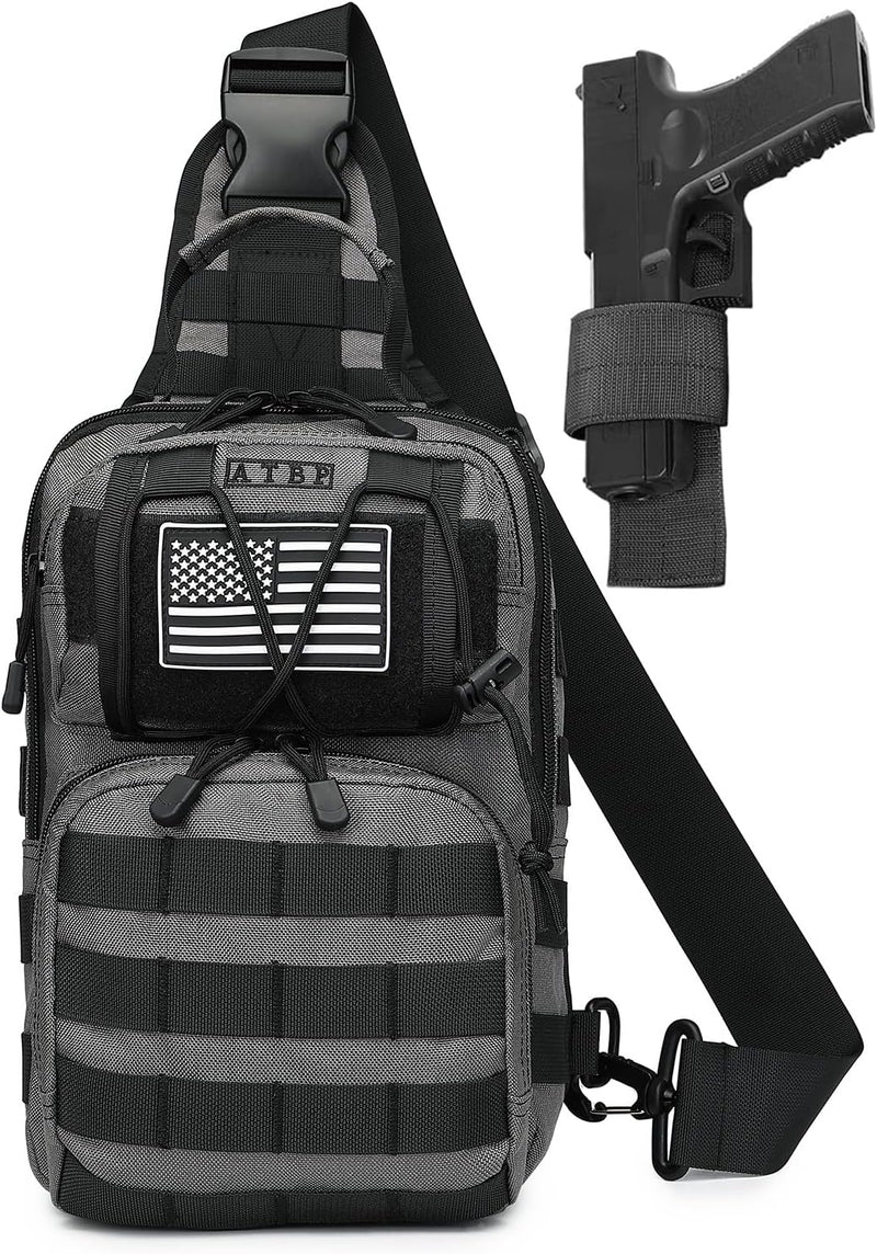 ATBP Tactical Sling Backpack Bag Pack for Men Military One Strap Shoulder Backpack Crossbody Bag With Holster 10 Liters