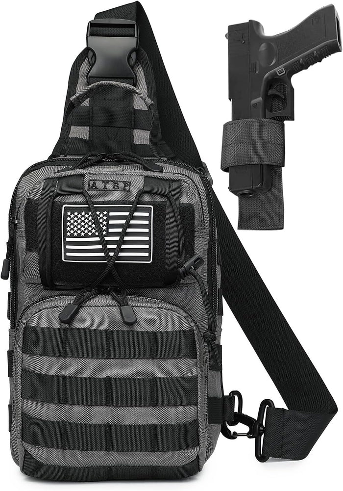 ATBP Tactical Sling Backpack Bag Pack for Men Military One Strap Shoulder Backpack Crossbody Bag With Holster 10 Liters