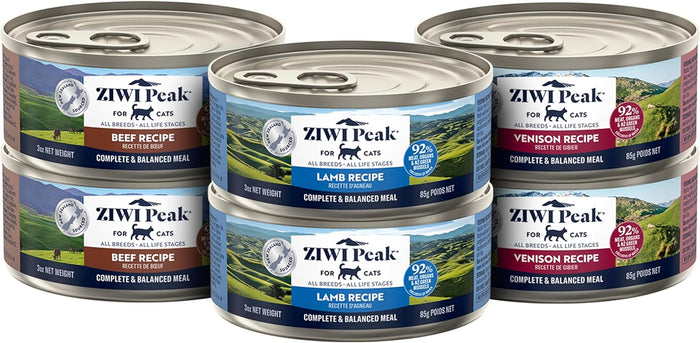 ZIWI Peak Wet Cat Food Variety Pack - Beef, Chicken, Lamb, Mackerel & Lamb, Mackerel, Venison, 6 Pack (3oz Each)