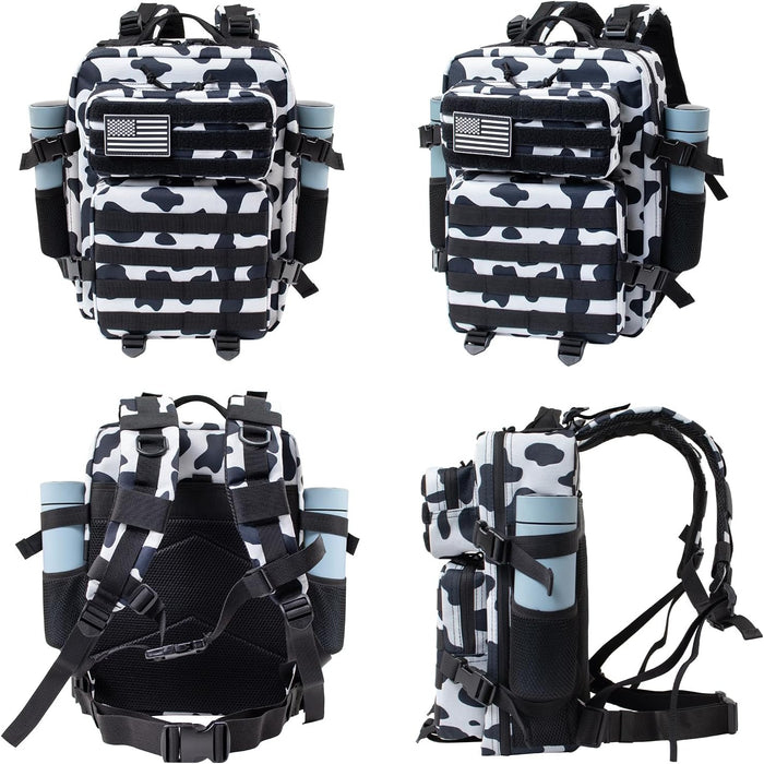 25L Small Military Tactical Backpacks For Men Camping Hiking Trekking Daypack With Bottle Pouch Bug Out Bag Lage MOLLE DayPack - 25L Cow Print Backpack