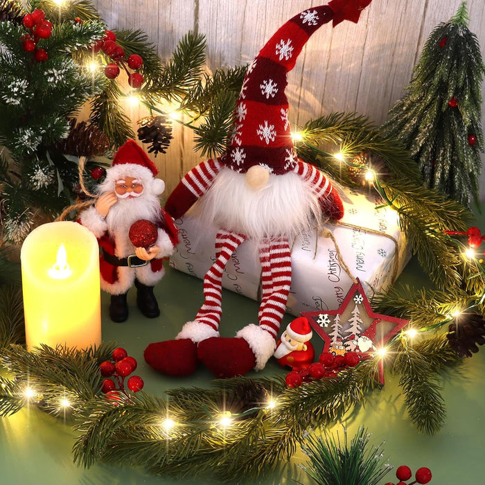 CCINEE Christmas Garland with Lights, 6 FT Battery Operated Prelit Norfolk Pine Garland with 35 LEDs Red Berries Pine Cones Artificial Decoration for Mantle Stairs Fireplace Table Christmas Decor