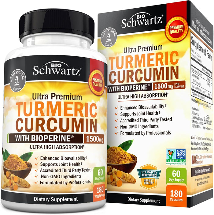Turmeric Curcumin with Black Pepper Extract 1500mg - High Absorption Ultra Potent Turmeric Supplement with 95% Curcuminoids and BioPerine - Non GMO Tumeric Capsules for Joint Support - 90 Capsules