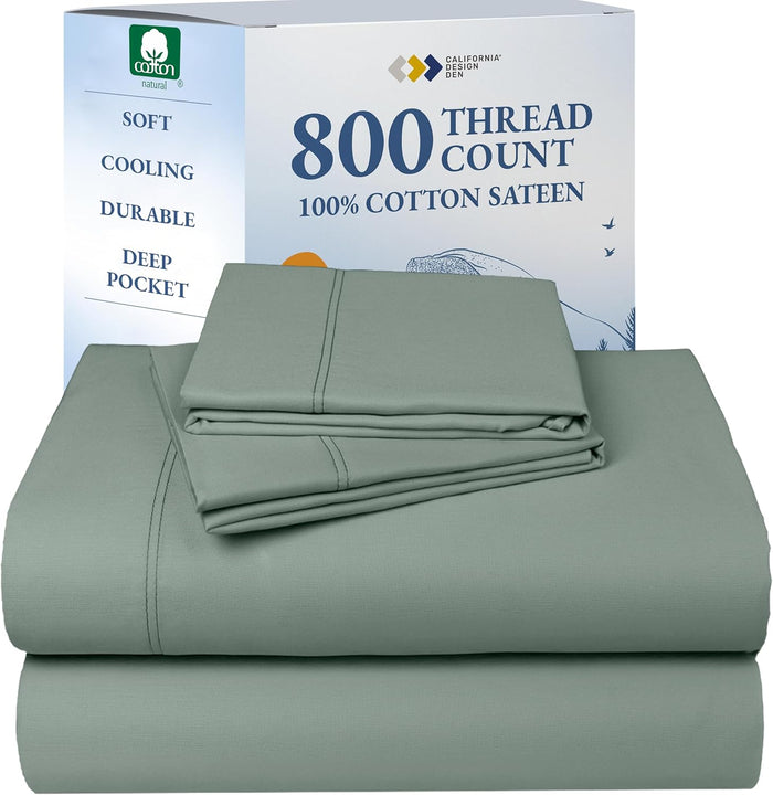 California Design Den Split King Sheets Sets for Adjustable Bed -Buttery Soft 800 Thread Count 100% Cotton Set, Beats Fake Egyptian Claims, Sateen Bedding Set with Durable Twin XL Fitted Sheets (Blue)