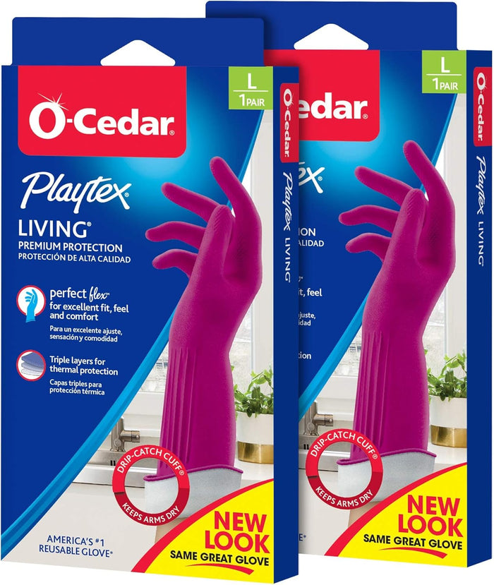 Playtex Living Reuseable Rubber Cleaning Gloves (Large, 72 Pairs), Premium Protection Reusable Household Gloves