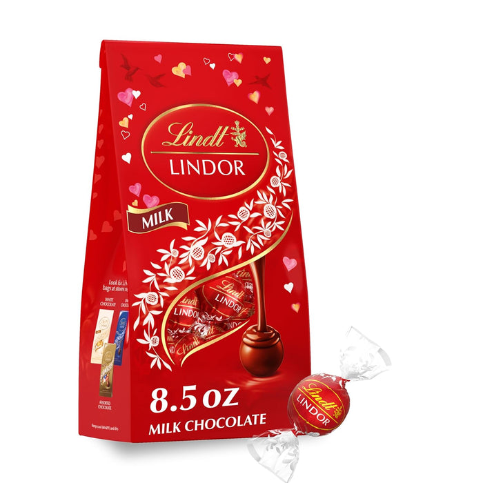 Lindt LINDOR Milk Chocolate Candy Truffles, Milk Chocolate with Melting Truffle Center, 15.2 oz. Bag