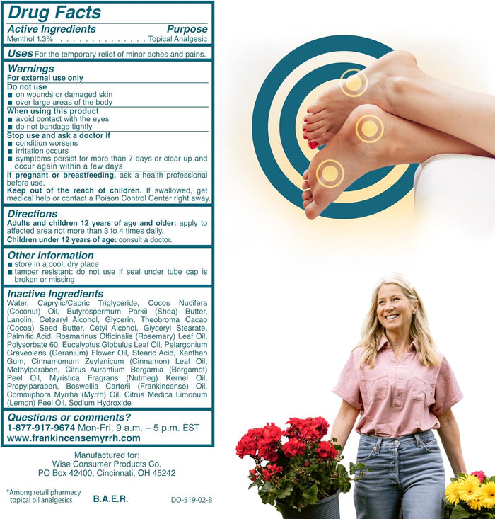 Frankincense and Myrrh Foot Pain Relief Cream - Intensive Foot Therapy Lotion - Diabetic Nerve Pain Relief Cream | Restless Leg Syndrome | Frankincense Essential Oil, 3 Ounce (1-Pack)