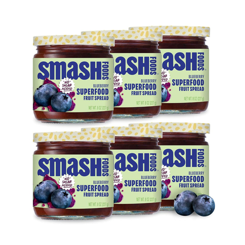 Smash Foods Raspberry Jam | Low-Calorie, No Sugar Added Keto Jam with Upcycled Fruit & Chia Seeds | Vegan, Paleo Superfood Fruit Spread (6 Jars)