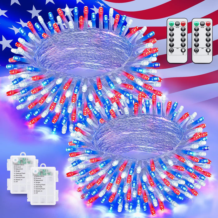 JMEXSUSS 2 Pack Battery Operated String Lights with Remote, Total 66ft 200 LED Classroom Lights, Battery Christmas Light Outdoor Indoor for Bedroom Classroom Dorm Yard Tree Party Decor(Warm White)