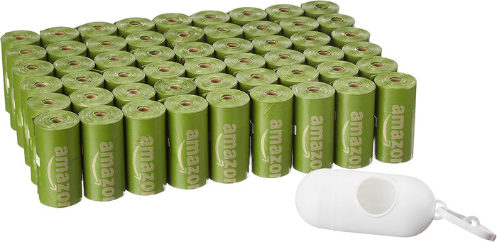 Amazon Basics Dog Poop Bags with Dispenser, 270 Count, Enhanced for Guaranteed Leakproof, Lavender Scented, Includes Leash Clip