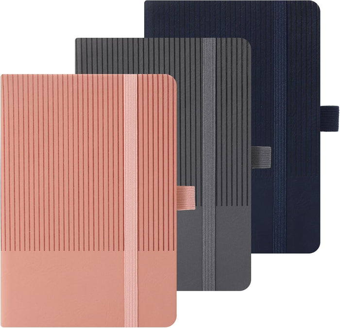 BOBO RABBIT 3 Pack Pocket Journal Notebooks A6 Size Small Mini Notebook For Note Taking Hardcover Leather College Ruled Lined Note Pads for Women Men, Total 576 Pages