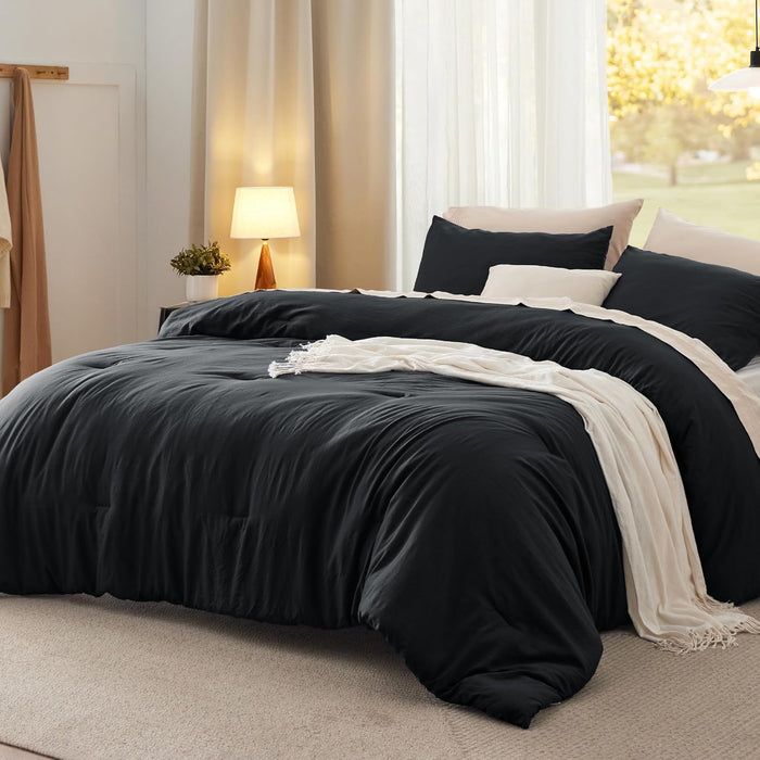 Bedsure King Size Comforter Set, Beige Soft Prewashed Bedding for All Seasons, 3 Pieces GentleSoft™ Warm Down Alternative Bed Set, 1 Lightweight Comforter (104"x90") and 2 Pillowcases (20"x36")