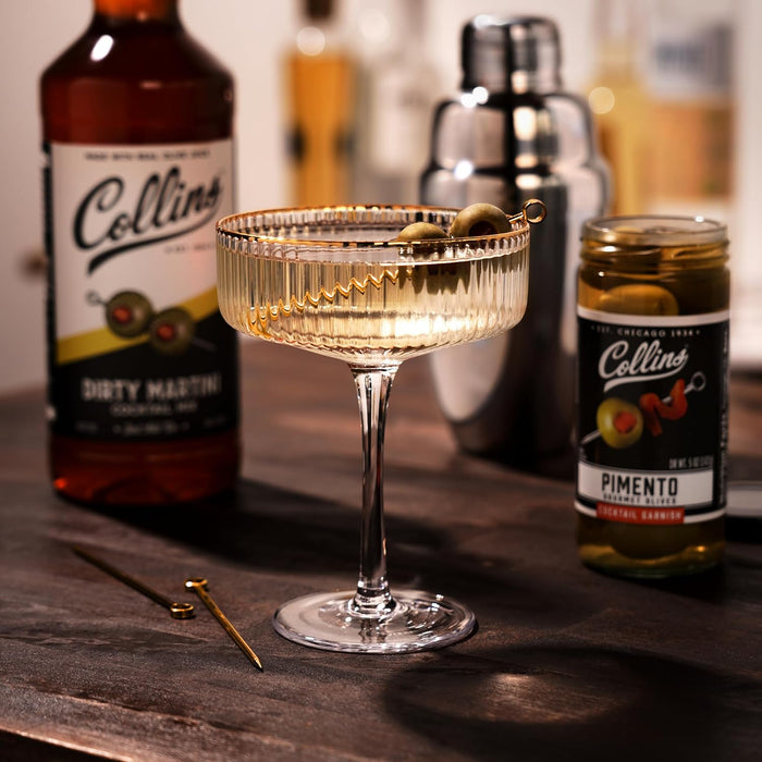 Collins Colossal Martini Pimento Olives | Premium Garnish for Cocktails, Martinis, and Salads, Snack Trays, Charcuterie, Cheese Plates, Condiment Olives 10oz