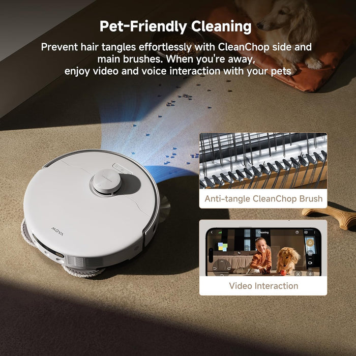 Mova P50 Pro Ultra Robot Vacuum and Mop, 19,000Pa Suction with Anti-Tangle Brush, Removable & Liftable Mop for Carpet & Floor, 167℉ Mop & Washboard Self Drying & Cleaning, Auto Empty & Refill