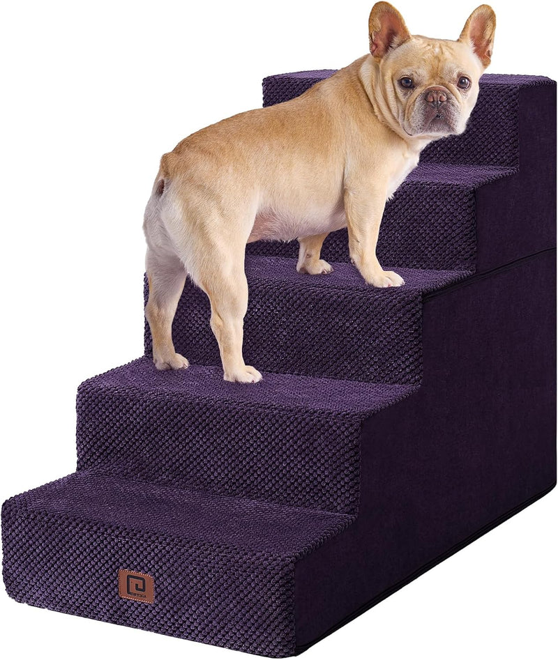 EHEYCIGA Dog Stairs for Bed 18" H, 4-Step Dog Steps for High Bed, Pet Steps for Small Dogs and Cats, Non-Slip Balanced Pet Ramp Indoor, Grey