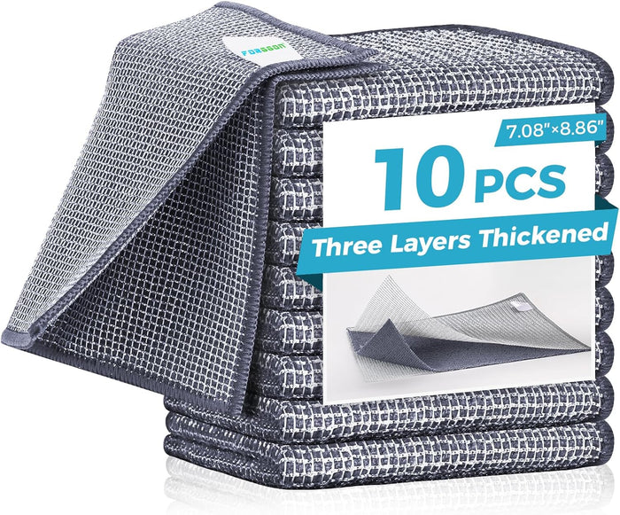 Forggon12 Pcs New Upgrade 3-Layer Metal Dish Cloth, No Scratches and No Odor, Multipurpose Wire Dishwashing Rag for Wet and Dry, Kitchen Cleaning DishRags,Sinks,Dishes,Stove Top, Dimensions(7.08X8.86)