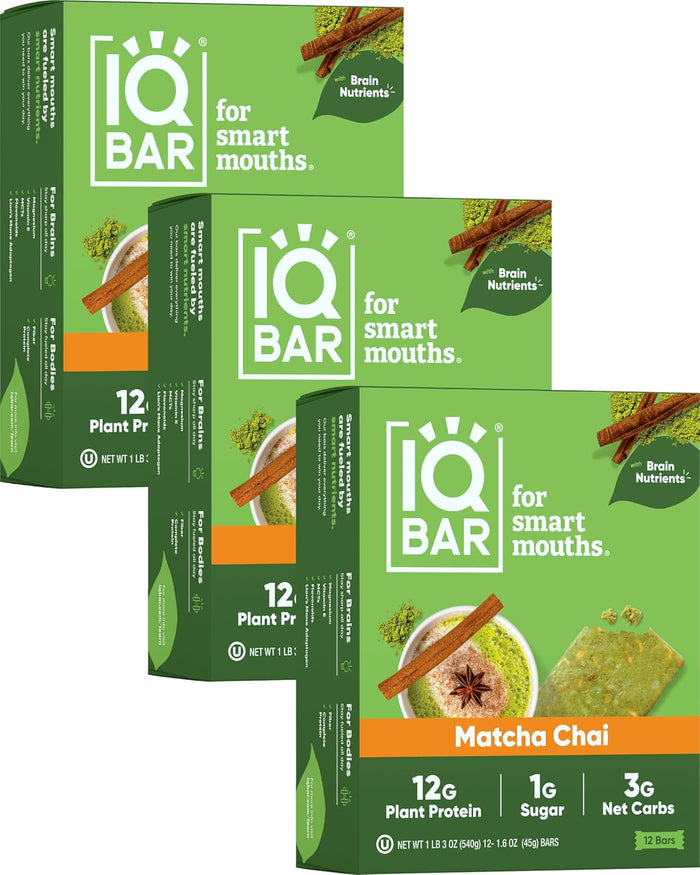 IQBAR Brain and Body Plant Protein Bars - 7 Bar Sampler Variety Pack - Keto, Vegan, Low Carb, High Fiber, Gluten Free, Dairy Free, Low Sugar Snack with Nutrients for Focus, Energy and Meal Replacement