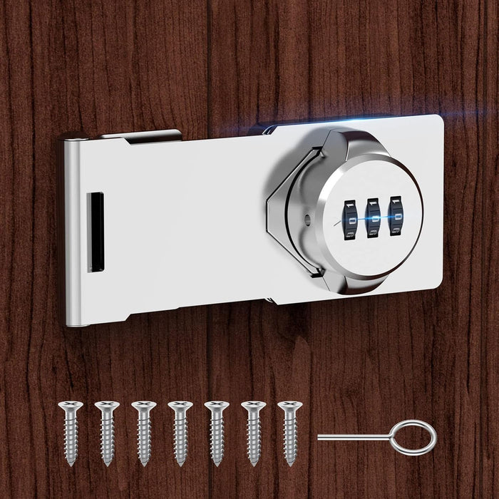 Household Cabinet Password Hasp Locks, Cabinet Locks with Combination, Door Security Slide Latch for Small Barn Doors, Bathroom, Outdoor, Garden (2 Pack Black)