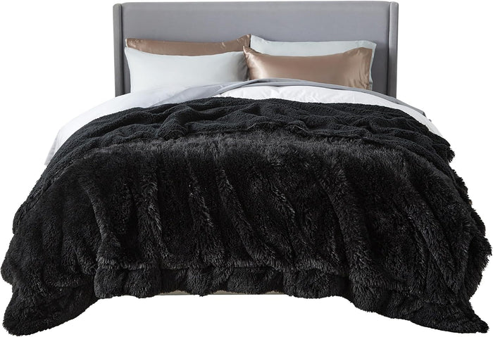 Bedsure GentleSoft Fluffy King Size Blanket for Bed, Faux Fur Fuzzy Minky Couture Warm Blanket for Winter, Thick Plush Sherpa Fleece Oversized Winter Bedding Cozy Gifts for Room, 108x90, Tie Dye Grey