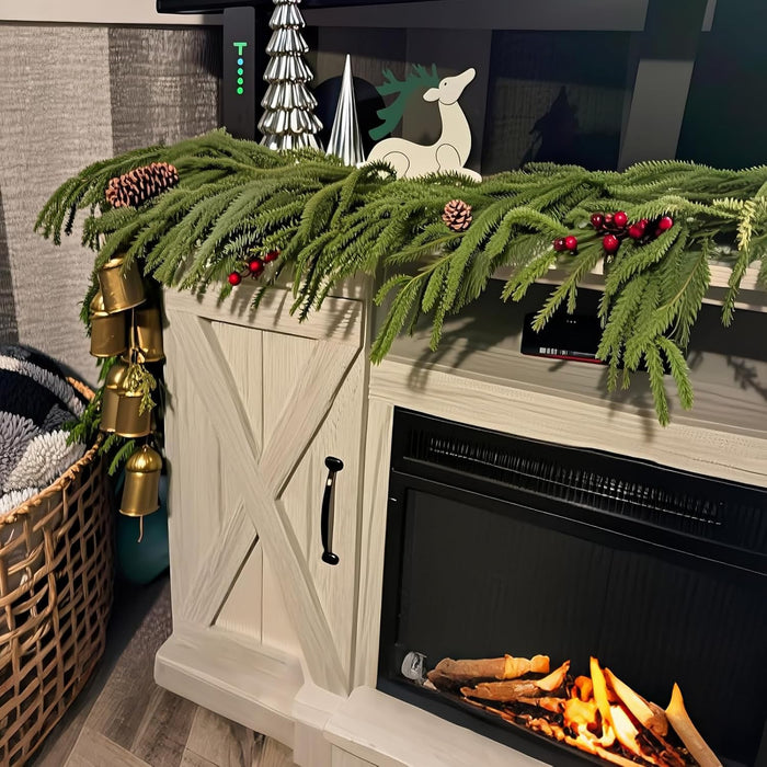 Christmas Garland for Mantle, Norfolk Pine Garland Artificial Greenery Garlands for Table, Wall, Mantle, Indoor, Outdoor Christmas Decorations(1 PCS, 6 FT)