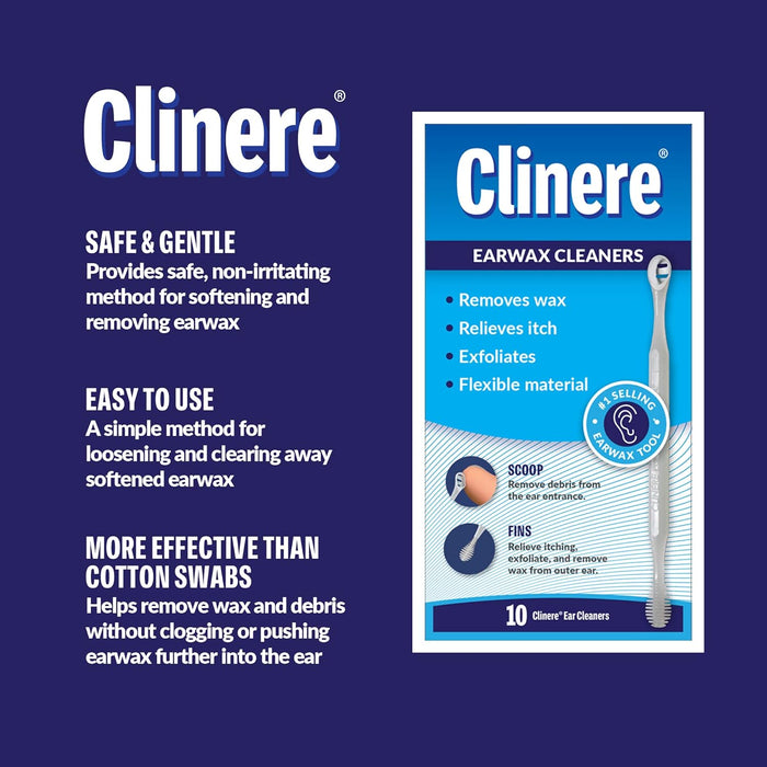 Clinere Ear Cleaners, Gentle Canal Cleaning and Ear Wax Removal Tool, Itch Relief, Exfoliates, 36 Count