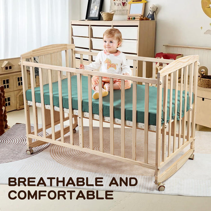 Muslin Cotton Crib Sheets 2 Pack - 100% Cotton, Soft & Breathable - Standard & Toddler Sizes (28x52 Inch) - Unisex, Bohemian Style