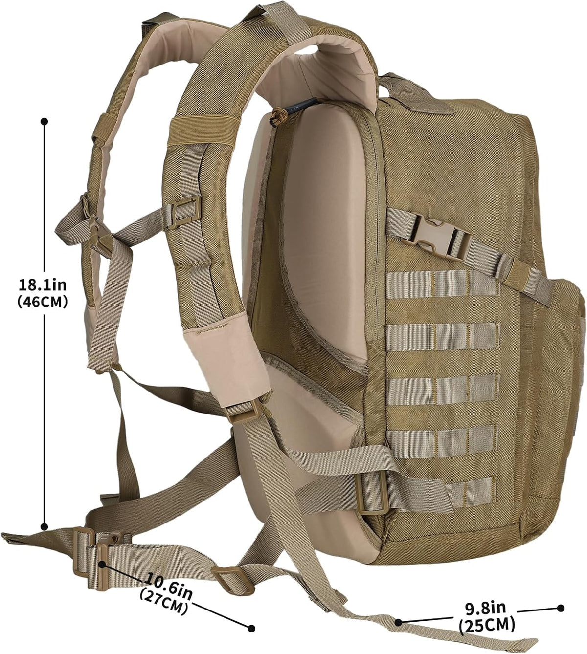 MGFLASHFORCE Molle Military Tactical Backpack for Men, 30L Daypack Army Rucksack Pack, Bug Out Bag, 15.6" Laptop Compartment (Coyote Brown)