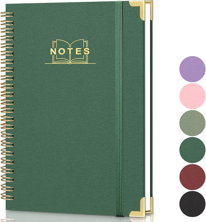 Lined Spiral Journal Notebook, A5 Hardcover Spiral Notebook for Work, 5.7''×8.2'', 100GSM Thick Paper Spiral Bound Journaling Notebooks for Women & Men Office School Note Taking Business, Sage Green