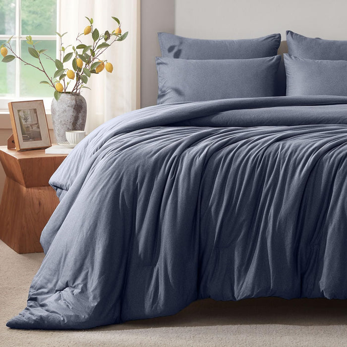 Queen Comforter Set, Comforters Queen Size Luxury Ultra-Soft Jersey Knit Bedding Sets, Dark Grey Lightweight Down Alternative Bed Comforte Queen for All Season, 3 Piece Bedding Setrey