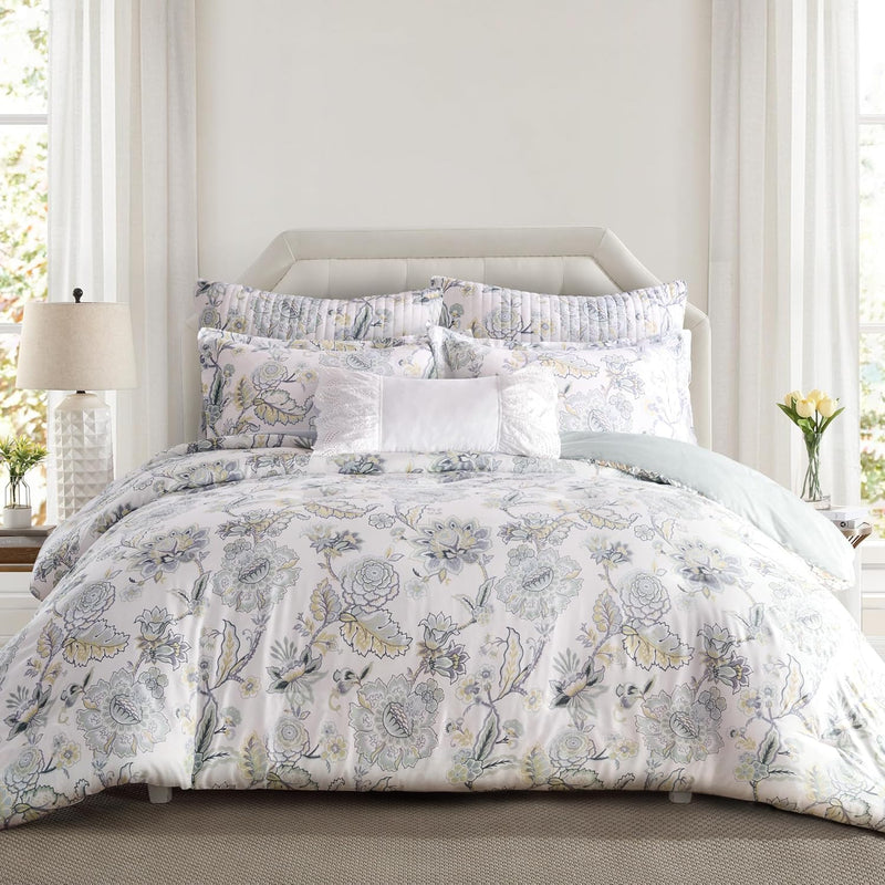 Levtex Home - Ophelia Blush Comforter Set - King Comforter + Two King Pillow Cases - Floral - Taupe Grey Cream Blush - Comforter (106 x 94in.) and Pillow Case (36 x 20in.)