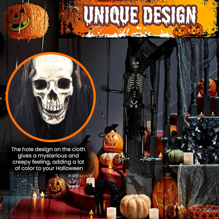 [2 PACKS] Halloween Creepy Cloth, Spooky Giant (48 x 240 in.) Cheese Cloth Tapestry for Halloween Party Supplies Decorations Outdoor Yard Home Wall Decor, Black
