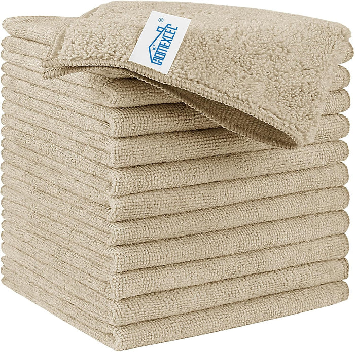HOMEXCEL Microfiber Cleaning Cloth, 8 Pack Cleaning Rags, Cleaning Towels with 4 Color Assorted, 11.5"X11.5"(Green/Blue/Yellow/Pink)