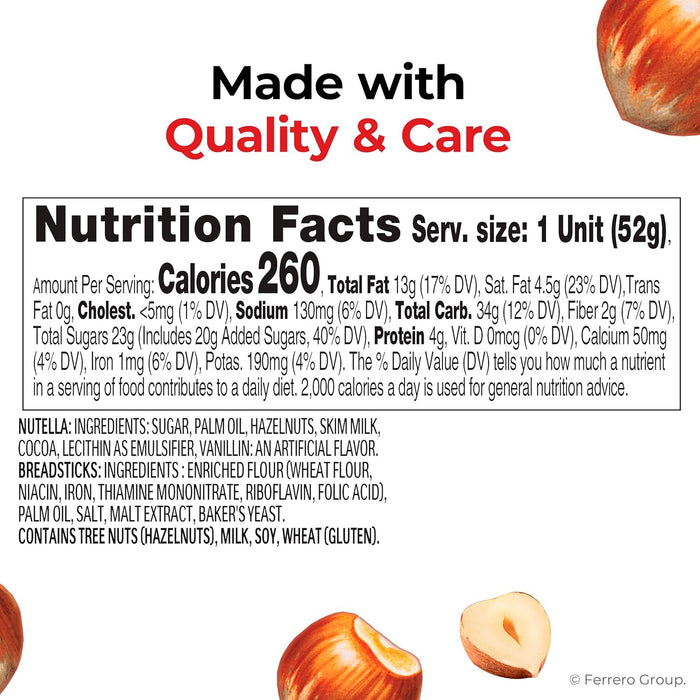 Nutella & GO! Bulk 24 Pack, Hazelnut and Cocoa Spread with Breadsticks, Stocking Stuffers, Snack Cups, 1.8 oz Each